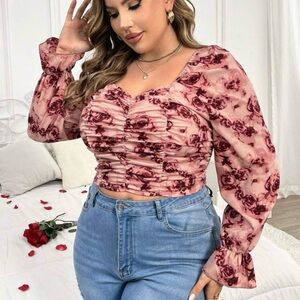Floral Ruched Pink Top